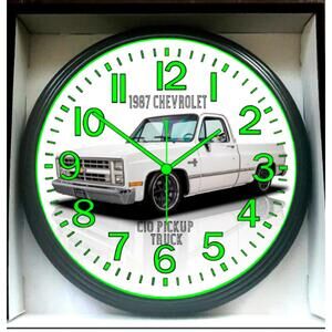 1987 C10 Chevrolet Chevy Bagged Pickup Truck Glow In The Dark Wall Clock New!